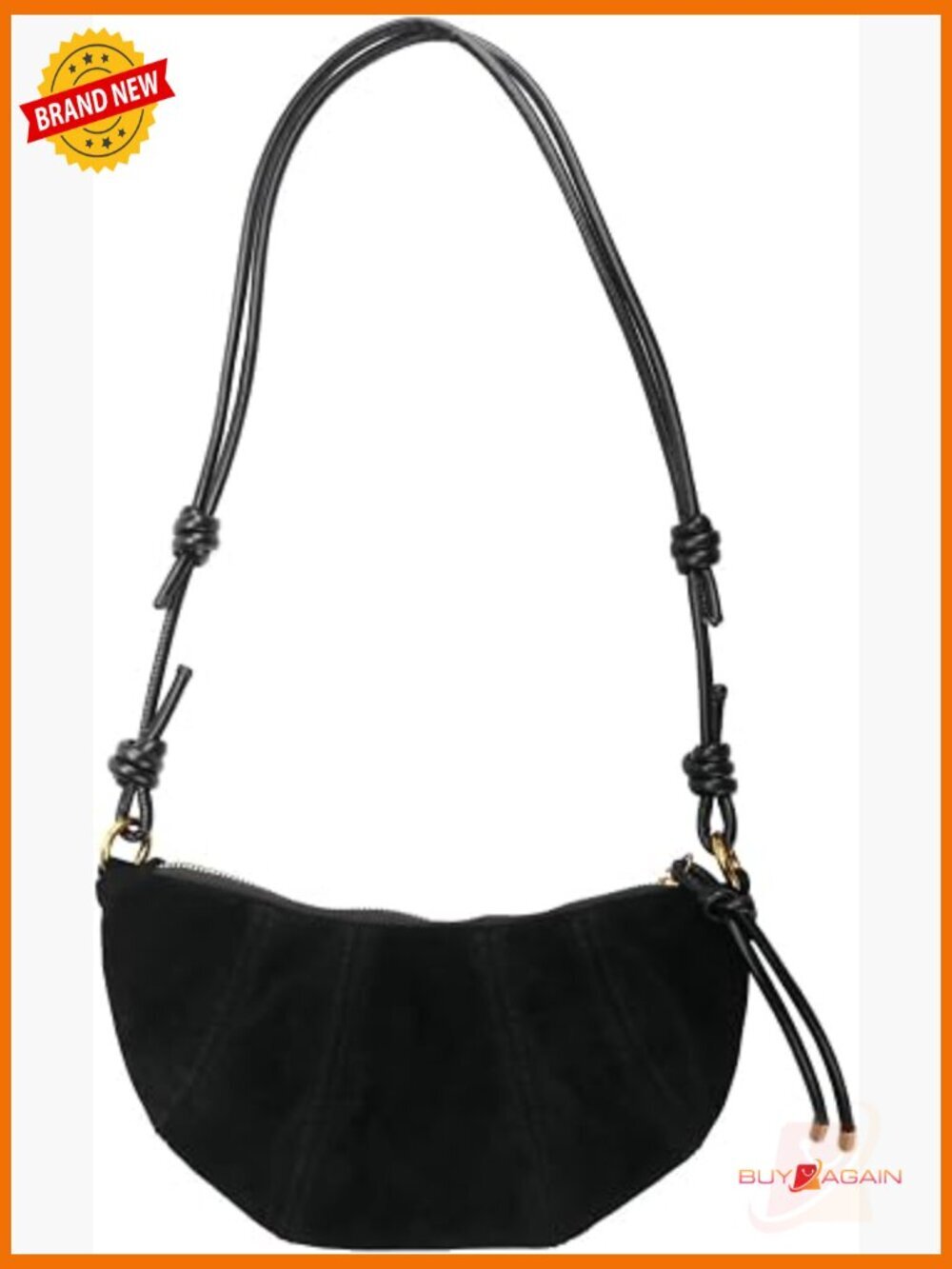 Vintage Suede Leather Crossbody Bag – Adjustable Strap, Hobo Style